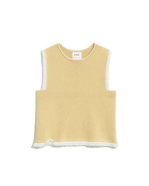 Barrie Yellow Denim Fringed Cashmere And Cotton Top