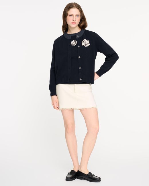 Barrie Blue Marled Cashmere Cardigan With B Logo