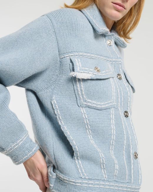 Barrie Blue Chunky Bomber-style Denim Jacket