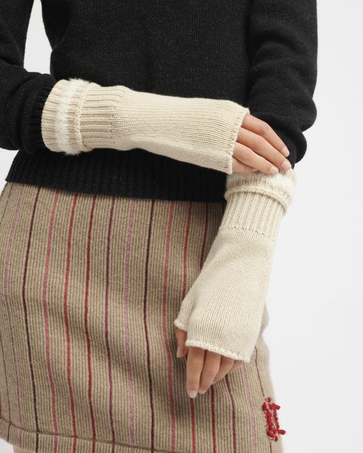 Barrie Natural Shearling-effect Cashmere Fingerless Gloves