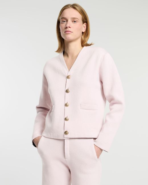 Barrie Pink V-neck Cardigan In Cashmere And Wool