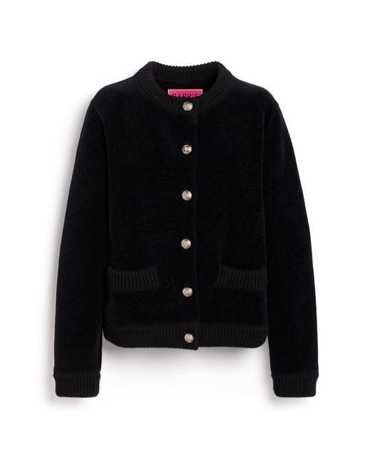 Barrie Black Cashmere And Cotton Velvet-effect Cardigan