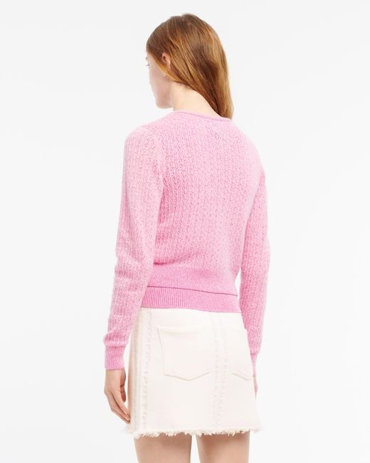Barrie Pink Cashmere Lace Cardigan