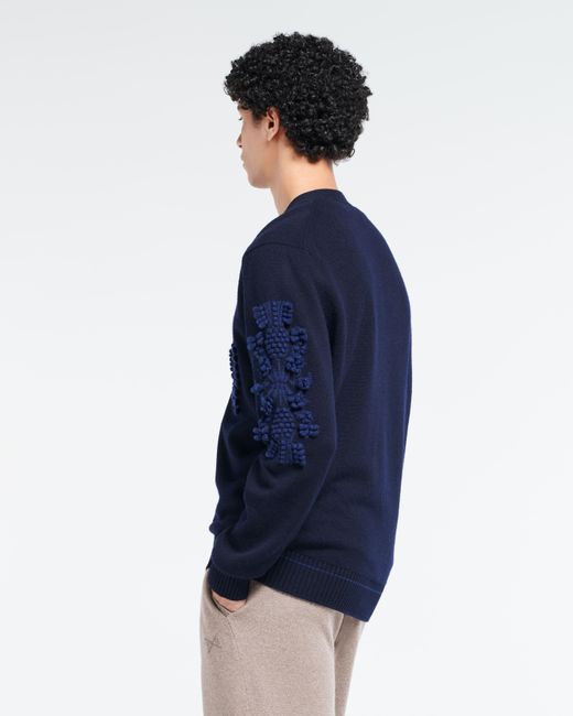 Barrie Blue 3d Logo V-neck Cashmere Cardigan for men