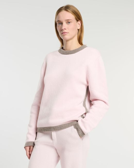 Barrie Pink Cashmere Round-neck Jumper