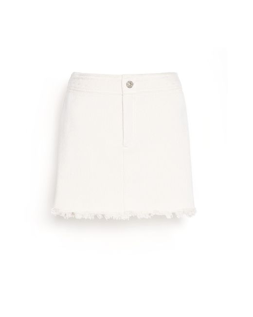 Barrie White Denim Fringed Cashmere And Cotton Miniskirt
