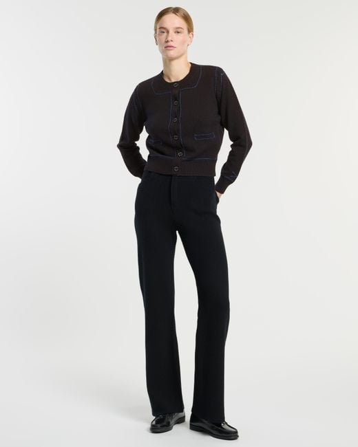 Barrie Black Cashmere Cardigan With Contrasting Topstitching