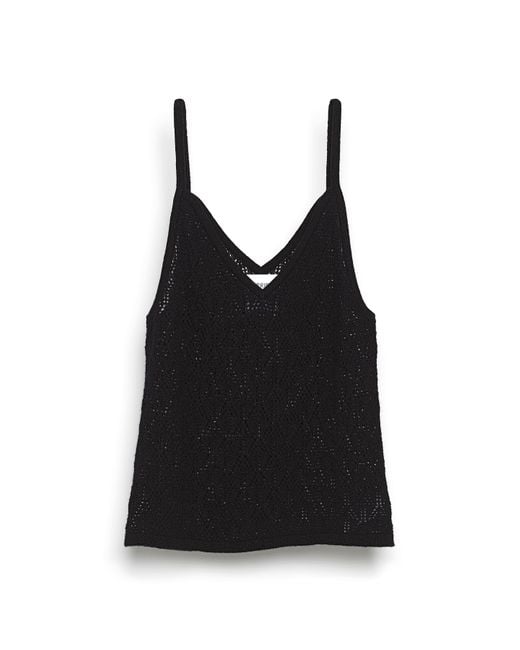 Barrie Black Strappy Top In Cashmere Lace