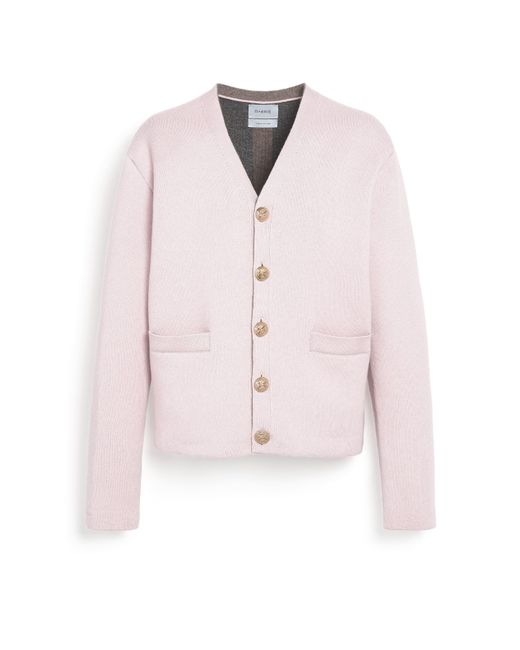 Barrie Pink V-neck Cardigan In Cashmere And Wool