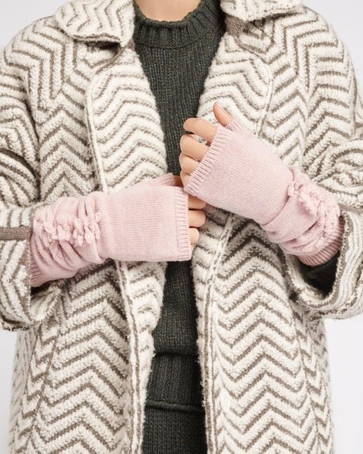 Barrie Pink Cashmere Fingerless Gloves