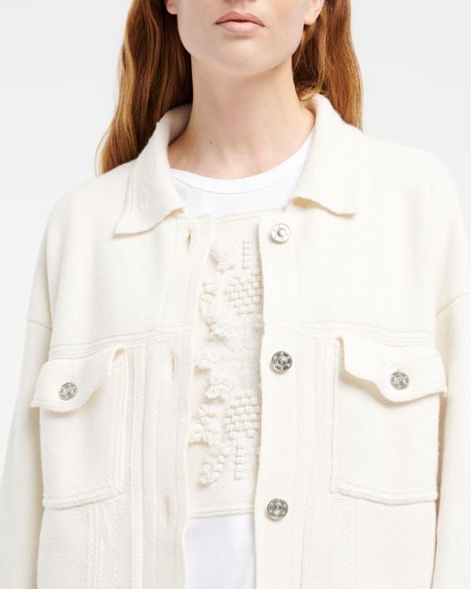 Barrie White Denim Oversized Cashmere And Cotton Jacket