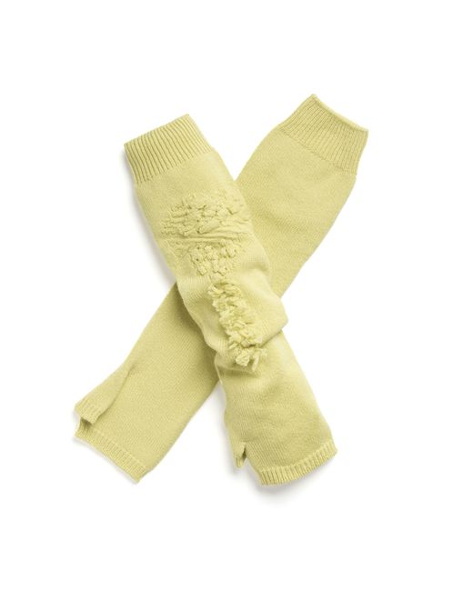 Barrie Yellow Cashmere Fingerless Gloves