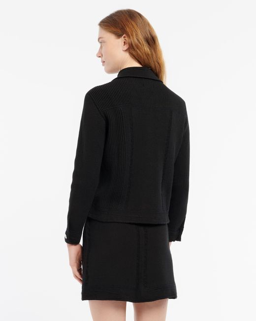 Barrie Black Denim Fitted Cashmere And Cotton Jacket
