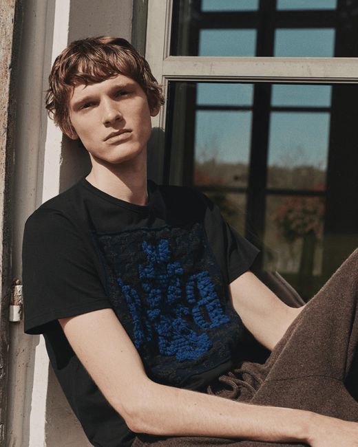Barrie Black T-shirt With Cashmere Houndstooth Patch And B Logo