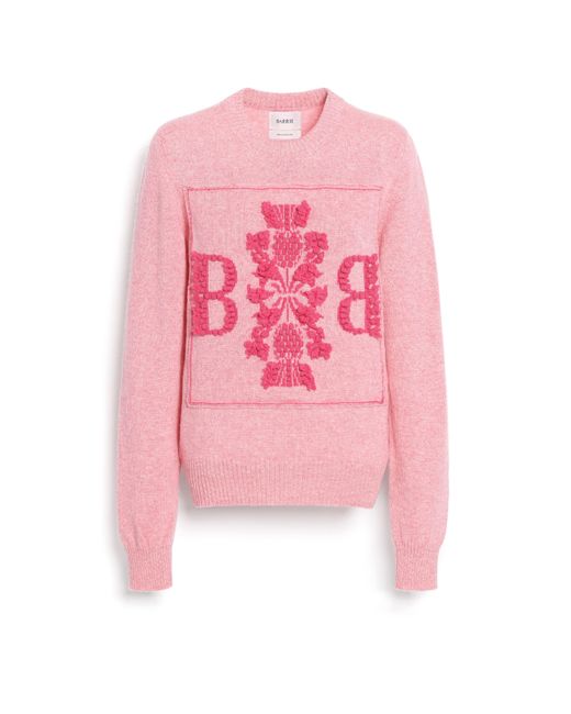 Barrie Pink 3d Logo Round-neck Jumper In Mollted Cashmere