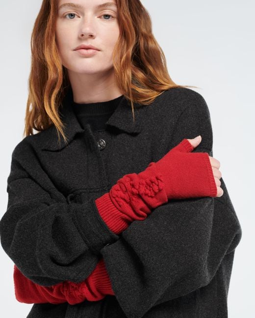 Barrie Red Cashmere Fingerless Gloves