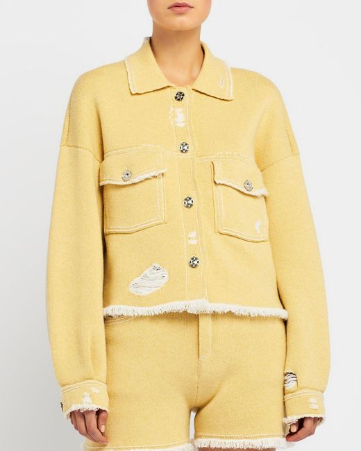 Barrie Natural Denim Fringed Cashmere And Cotton Shorts