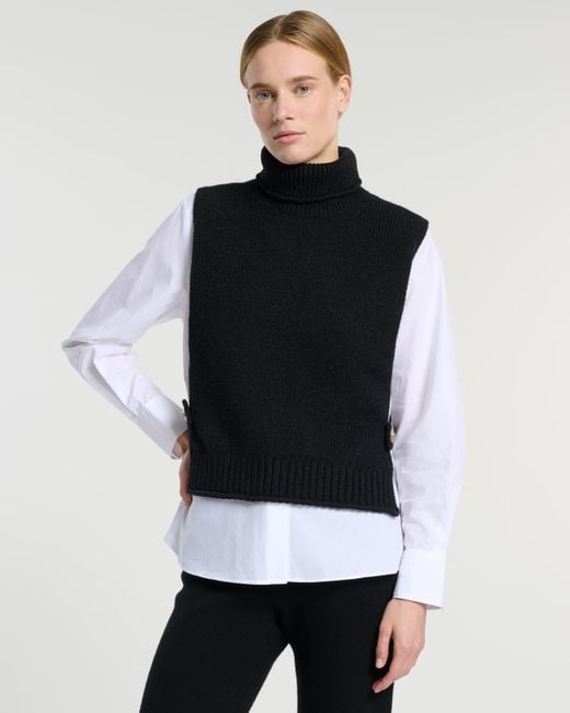 Barrie Black Cashmere Plastron With Gold Buttons