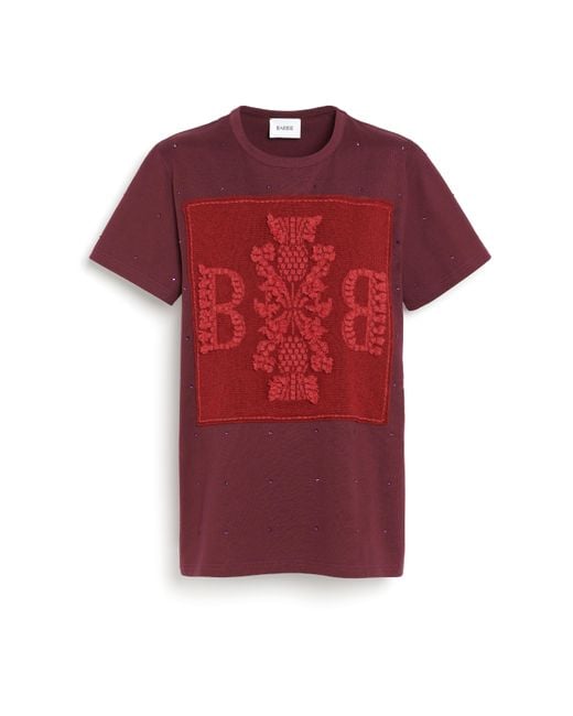 Barrie Red Sparkling T-shirt With Logo Cashmere Patch