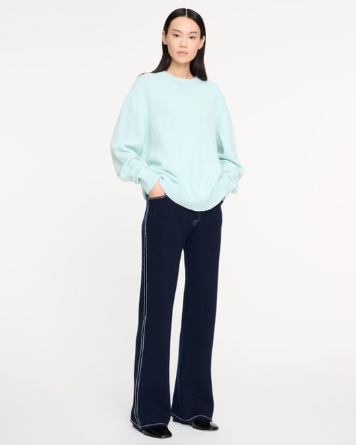 Barrie Blue Thistle Motif Cashmere Round-neck Sweater