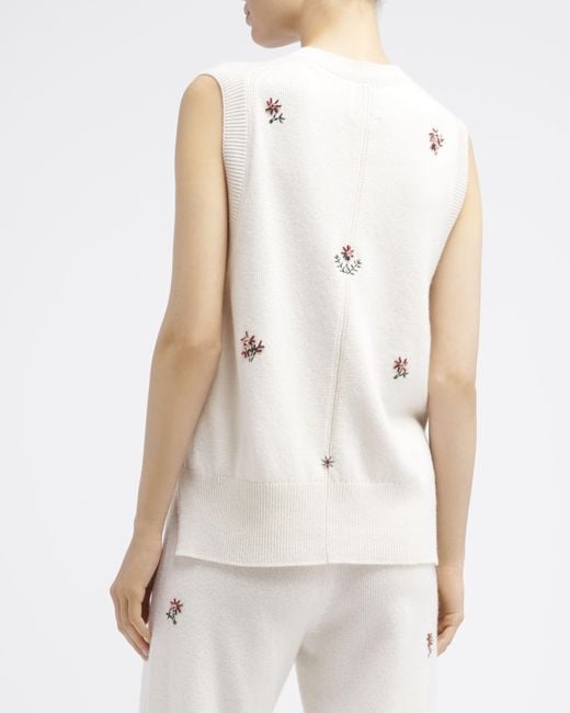 Barrie Natural Iconic Sleeveless Embroidered Jumper In Cashmere