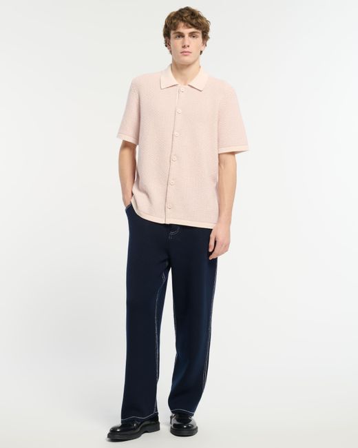 Barrie Pink Lightweight Cashmere And Wool Polo Shirt for men