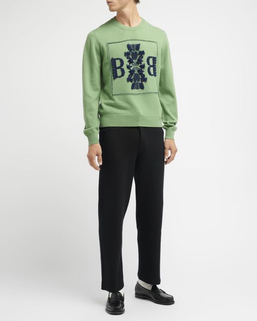 Barrie Green 3d Cashmere Logo Round-neck Jumper for men