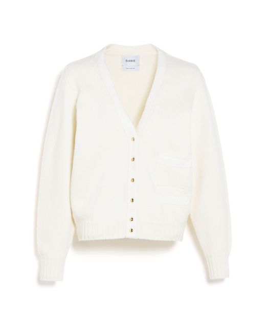 Barrie White Wool Cardigan With Ribbon Detail