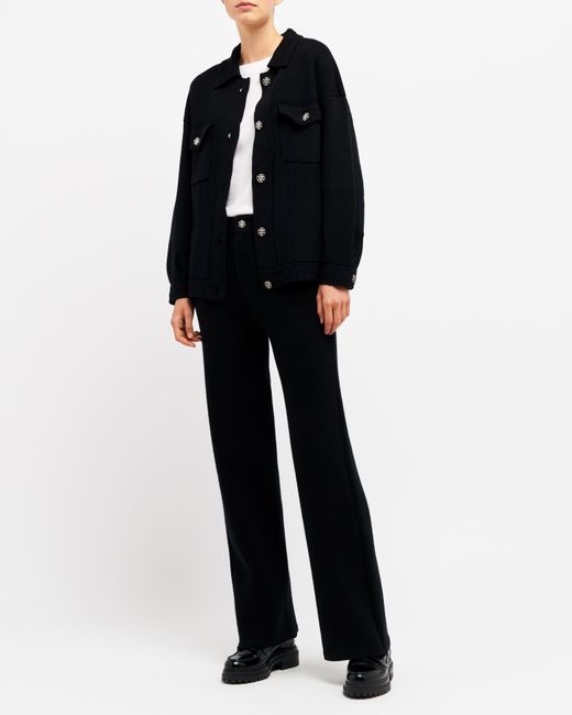Barrie Black Denim Oversized Cashmere And Cotton Jacket
