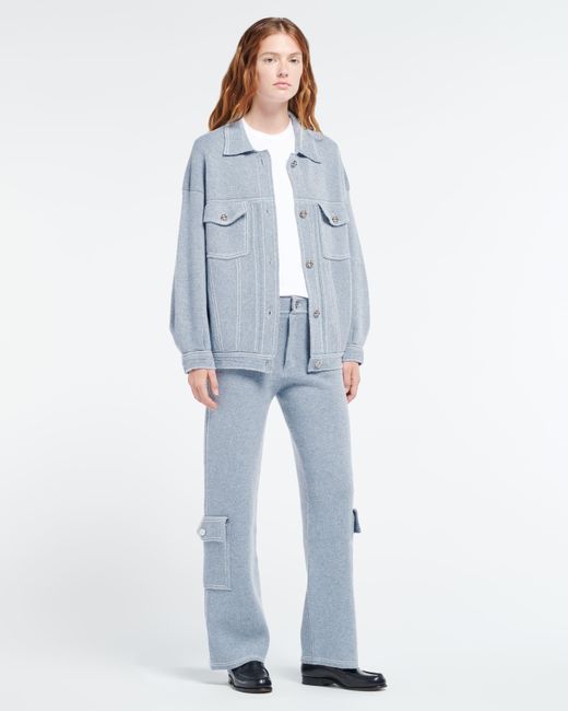 Barrie Blue Denim Cargo Trousers In Cashmere And Cotton