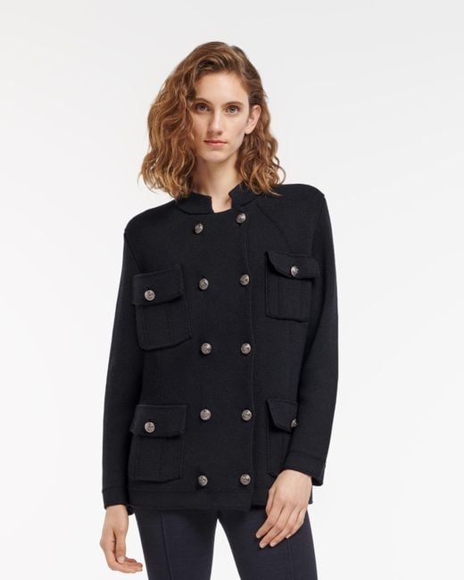 Barrie Blue Cashmere And Cotton Military-style Jacket