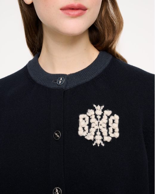 Barrie Blue Marled Cashmere Cardigan With B Logo