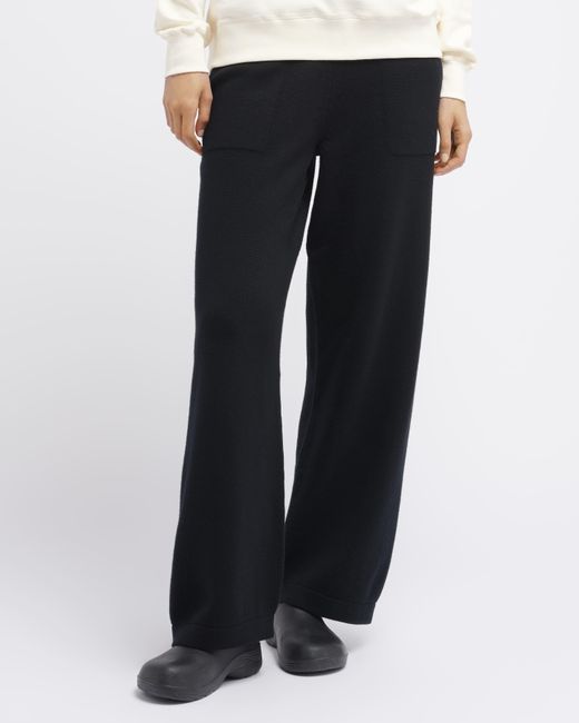Barrie Black Timeless Wide Cashmere Trousers