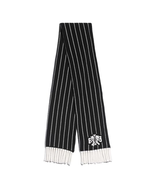 Barrie Black Cashmere Striped Scarf