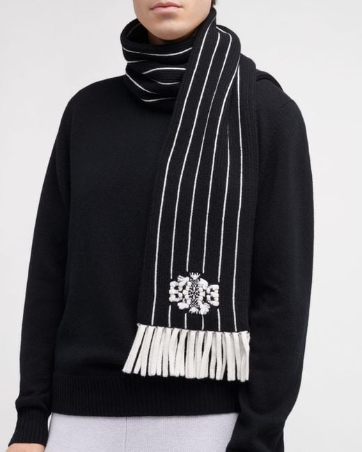 Barrie Black Cashmere Striped Scarf