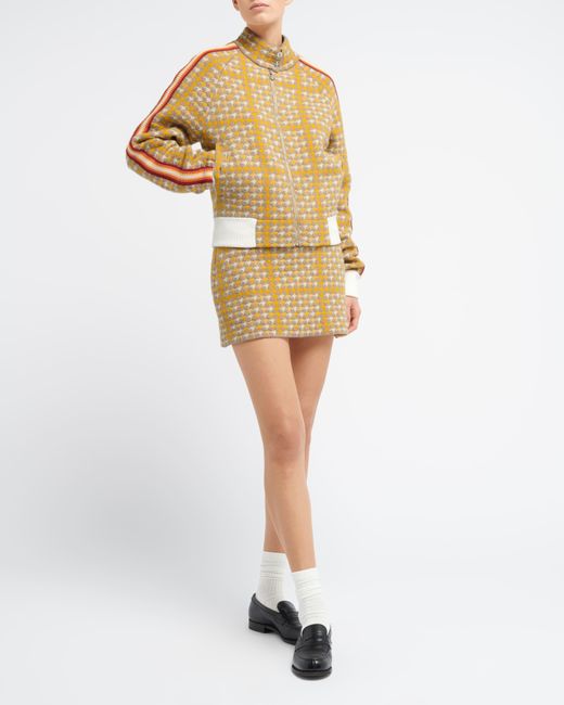 Barrie Metallic Cashmere And Wool Skirt With Houndstooth Pattern