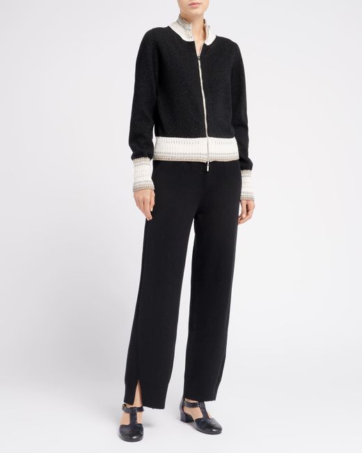 Barrie Black Mottled Cashmere Zip-up Cardigan