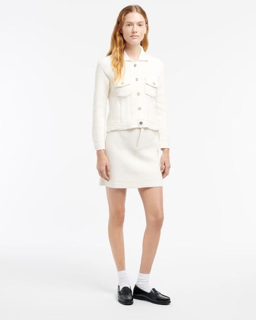Barrie White Denim Fitted Cashmere And Cotton Jacket