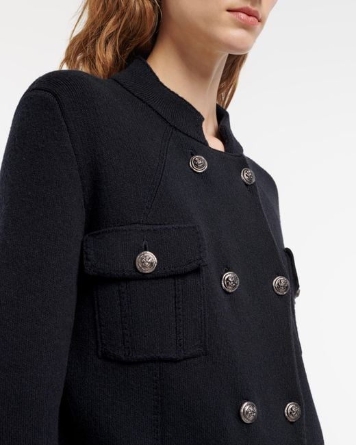 Barrie Blue Cashmere And Cotton Military-style Jacket