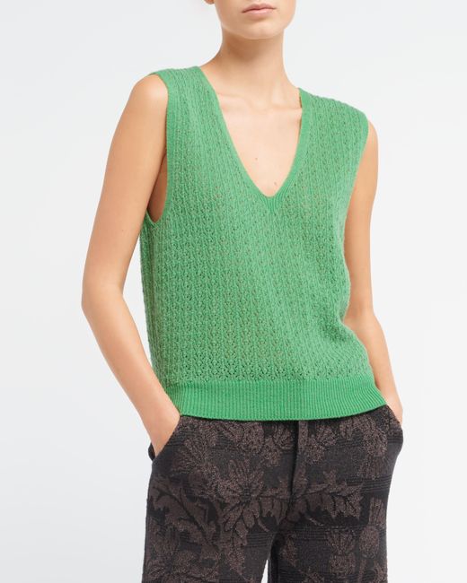 Barrie Green Cashmere Lace Top
