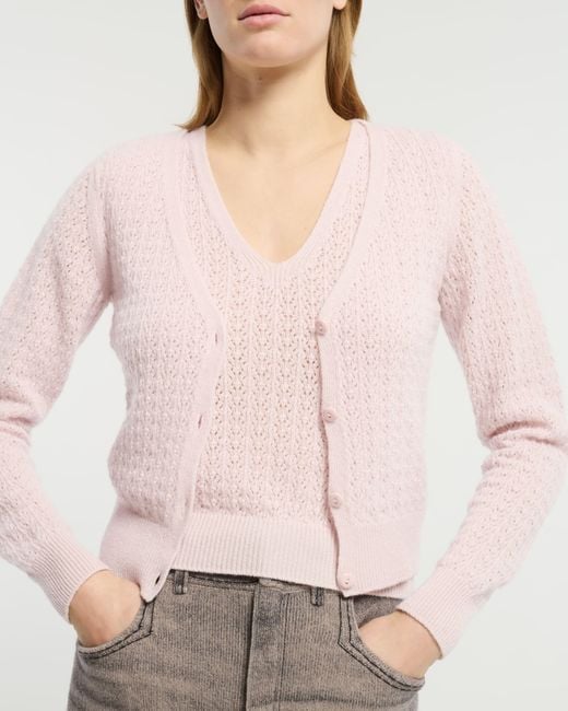 Barrie Pink Cashmere Lace Cardigan