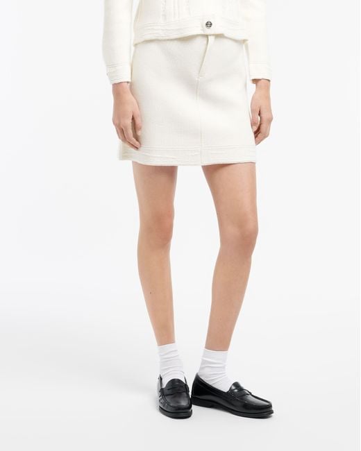 Barrie White Denim Cashmere And Cotton Skirt