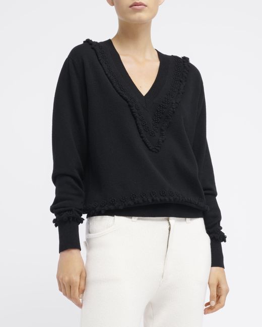 Barrie Black Timeless V-neck Cashmere Jumper