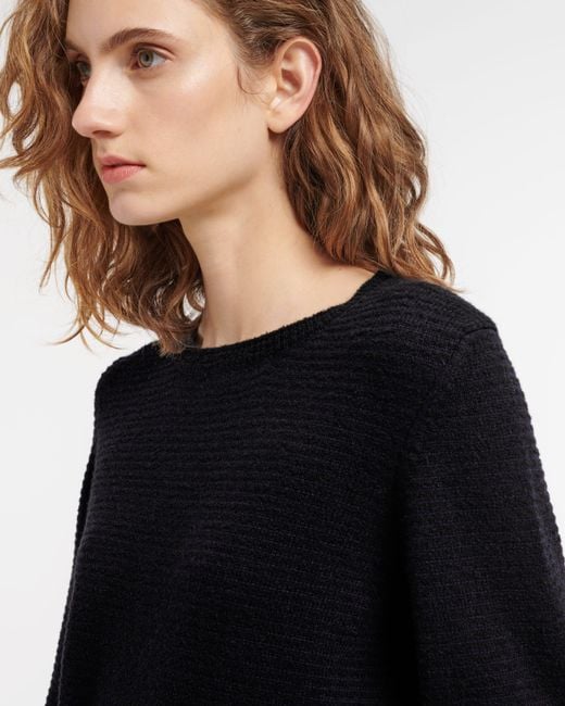 Barrie Black Cashmere Jumper With Thin Stripes