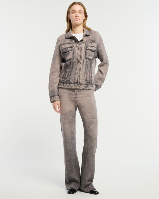 Barrie Gray Cashmere And Cotton Trompe-l'œil Denim Flared Trousers
