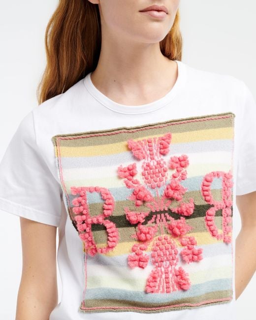 Barrie Pink Striped T-shirt With Logo Cashmere Patch