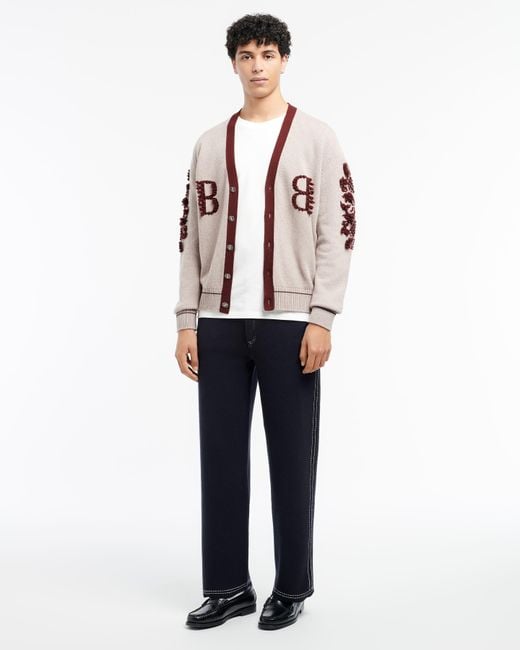 Barrie Natural 3d Logo V-neck Cashmere Cardigan for men