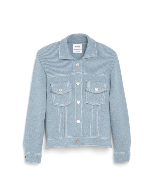 Barrie Blue Denim Fitted Cashmere And Cotton Jacket