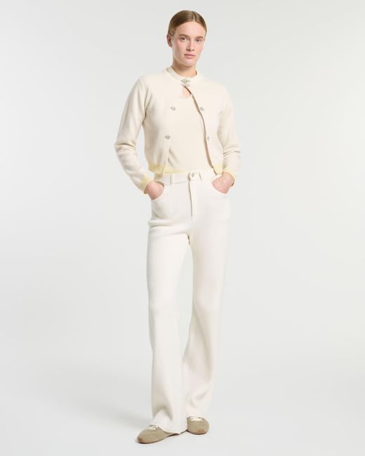 Barrie White Cashmere Cardigan With Jewelled Details
