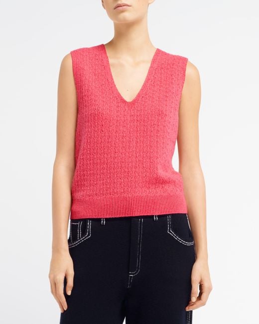 Barrie Pink Cashmere Lace Top